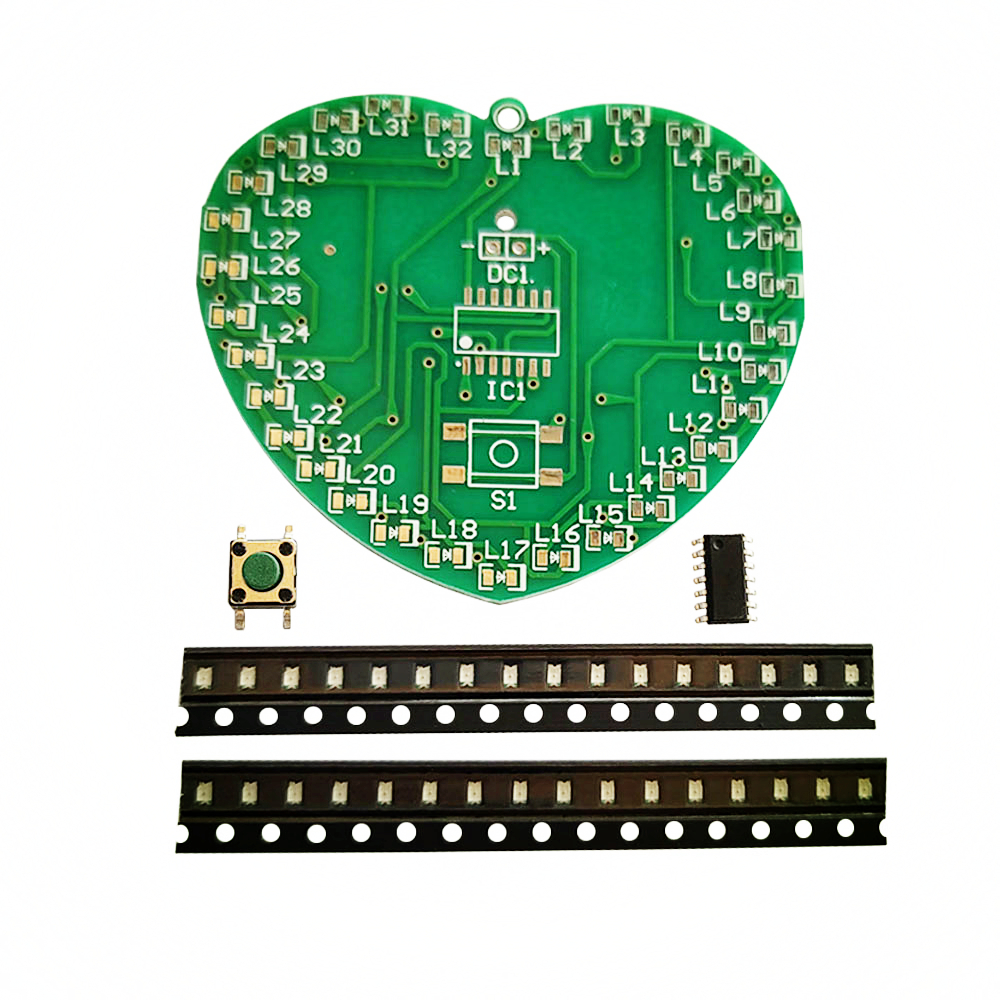 Heart Shaped Smd Led Flashing Light Kit Diy Soldering Practice Kits